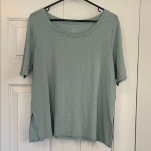 J Jill Pima Scoop-Neck Elbow Sleeve Tee L Petite